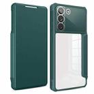 For Samsung Galaxy S21 5G Magnetic Flip Leather Phone Case(Dark Green) - 1