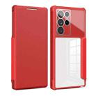 For Samsung Galaxy S22 Ultra 5G Magnetic Flip Leather Phone Case(Red) - 1
