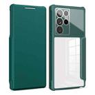 For Samsung Galaxy S22 Ultra 5G Magnetic Flip Leather Phone Case(Dark Green) - 1