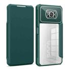 For Xiaomi Poco X3 Magnetic Flip Leather Phone Case(Dark Green) - 1