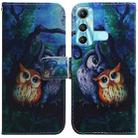 For Infinix Hot 11 X662 Coloured Drawing Leather Phone Case(Oil Painting Owl) - 1