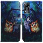 For Infinix Note 11 Coloured Drawing Leather Phone Case(Oil Painting Owl) - 1