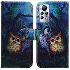 For Infinix Note 11 Pro / Note 11s Coloured Drawing Leather Phone Case(Oil Painting Owl) - 1