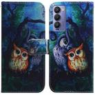 For Tecno Camon 18 / 18P Coloured Drawing Leather Phone Case(Oil Painting Owl) - 1