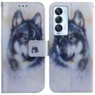 For Tecno Camon 18 Premier Coloured Drawing Leather Phone Case(White Wolf) - 1