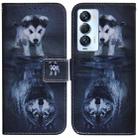 For Tecno Camon 18 Premier Coloured Drawing Leather Phone Case(Wolf and Dog) - 1