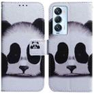 For Tecno Camon 18 Premier Coloured Drawing Leather Phone Case(Panda) - 1