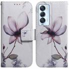 For Tecno Camon 18 Premier Coloured Drawing Leather Phone Case(Magnolia Flower) - 1