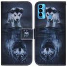 For Tecno Camon 18i Coloured Drawing Leather Phone Case(Wolf and Dog) - 1