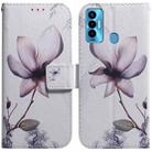 For Tecno Camon 18i Coloured Drawing Leather Phone Case(Magnolia Flower) - 1