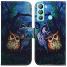 For Tecno Pop 5 LTE BD4 Coloured Drawing Leather Phone Case(Oil Painting Owl) - 1