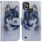 For Tecno Pop 5P Coloured Drawing Leather Phone Case(White Wolf) - 1