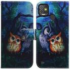 For Tecno Pop 5P Coloured Drawing Leather Phone Case(Oil Painting Owl) - 1