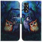 For Tecno Pova 2 Coloured Drawing Leather Phone Case(Oil Painting Owl) - 1