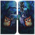 For Tecno Pova Neo LE6 Coloured Drawing Leather Phone Case(Oil Painting Owl) - 1