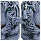 For Tecno Spark 7 Pro Coloured Drawing Leather Phone Case(Tiger) - 1