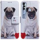 For Tecno Spark 7 Pro Coloured Drawing Leather Phone Case(Pug) - 1