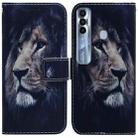 For Tecno Spark 7 Pro Coloured Drawing Leather Phone Case(Lion) - 1