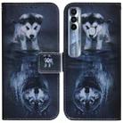 For Tecno Spark 7 Pro Coloured Drawing Leather Phone Case(Wolf and Dog) - 1