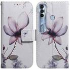 For Tecno Spark 7 Pro Coloured Drawing Leather Phone Case(Magnolia Flower) - 1