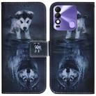 For Tecno Spark 8 / 8T Coloured Drawing Leather Phone Case(Wolf and Dog) - 1