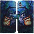 For Tecno Spark 8P Coloured Drawing Leather Phone Case(Oil Painting Owl) - 1