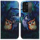 For Tecno Spark Go 2022 / Spark 8C Coloured Drawing Leather Phone Case(Oil Painting Owl) - 1