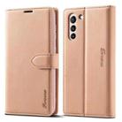 For Samsung Galaxy S21 FE 5G Forwenw F1 Series Matte Strong Magnetism Leather Phone Case(Rose Gold) - 1