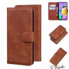 For LG K52 / K62 / Q52 Skin Feel Pure Color Flip Leather Phone Case(Brown) - 1