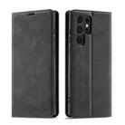 For Samsung Galaxy S22 Ultra 5G Forwenw Dream Series Oil Edge Strong Magnetism Leather Phone Case(Black) - 1