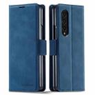 For Samsung Galaxy Z Fold3 5G Forwenw Dream Series Oil Edge Strong Magnetism Leather Phone Case(Blue) - 1