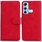 For Infinix Hot 11 X662 Skin Feel Pure Color Flip Leather Phone Case(Red) - 1