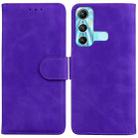 For Infinix Hot 11 X662 Skin Feel Pure Color Flip Leather Phone Case(Purple) - 1