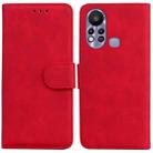 For Infinix Hot 11s X6812 Skin Feel Pure Color Flip Leather Phone Case(Red) - 1