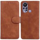 For Infinix Hot 11s X6812 Skin Feel Pure Color Flip Leather Phone Case(Brown) - 1