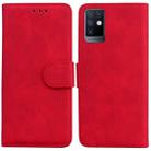 For Infinix Note 10 X693 Skin Feel Pure Color Flip Leather Phone Case(Red) - 1