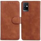 For Infinix Note 10 X693 Skin Feel Pure Color Flip Leather Phone Case(Brown) - 1