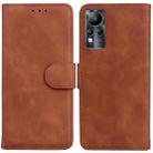 For Infinix Note 11 Skin Feel Pure Color Flip Leather Phone Case(Brown) - 1