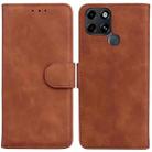 For Infinix Smart 6 Skin Feel Pure Color Flip Leather Phone Case(Brown) - 1