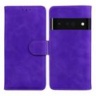 For Google Pixel 6 Pro Skin Feel Pure Color Flip Leather Phone Case(Purple) - 1