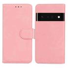 For Google Pixel 6 Pro Skin Feel Pure Color Flip Leather Phone Case(Pink) - 1