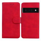 For Google Pixel 6 Pro Skin Feel Pure Color Flip Leather Phone Case(Red) - 1