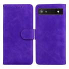 For Google Pixel 6a Skin Feel Pure Color Flip Leather Phone Case(Purple) - 1