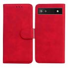 For Google Pixel 6a Skin Feel Pure Color Flip Leather Phone Case(Red) - 1
