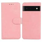 For Google Pixel 6 Skin Feel Pure Color Flip Leather Phone Case(Pink) - 1