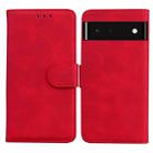 For Google Pixel 6 Skin Feel Pure Color Flip Leather Phone Case(Red) - 1