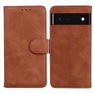 For Google Pixel 6 Skin Feel Pure Color Flip Leather Phone Case(Brown) - 1