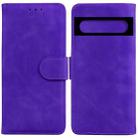 For Google Pixel 7 Pro 5G Skin Feel Pure Color Flip Leather Phone Case(Purple) - 1