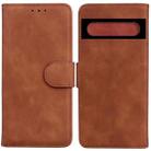 For Google Pixel 7 Pro 5G Skin Feel Pure Color Flip Leather Phone Case(Brown) - 1