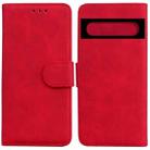 For Google Pixel 7 5G Skin Feel Pure Color Flip Leather Phone Case(Red) - 1